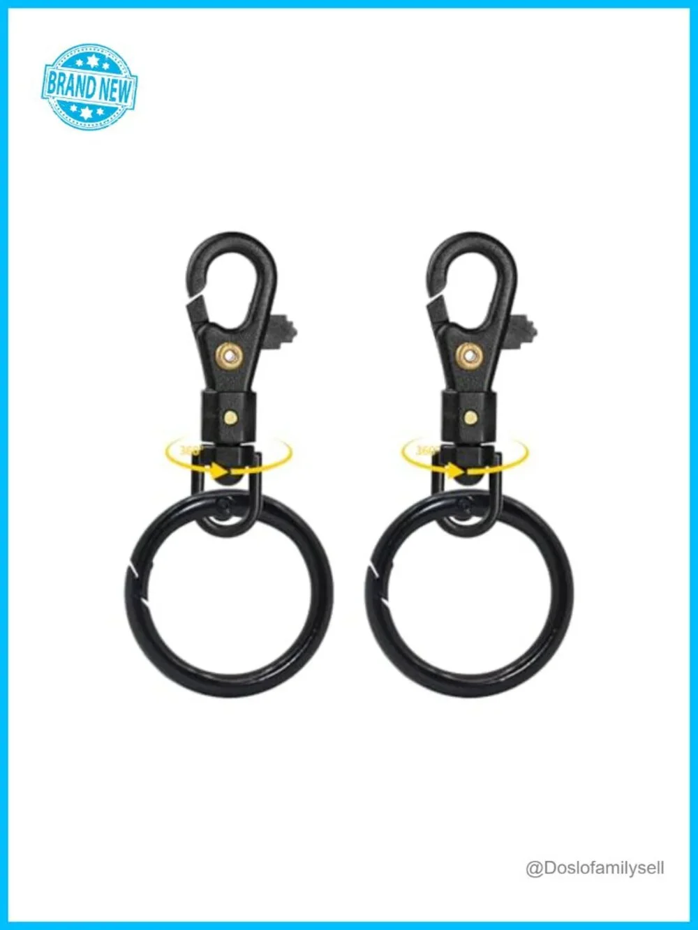 Lightweight Durable Nylon-Plastic Quick-Release 360° Swivel Keychain Clip